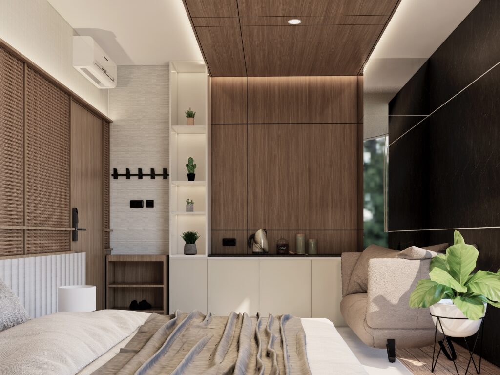 jasa desain kontraktor interior ruang kamar pribadi apartment mewah minimalis modern mewah rummx semarang