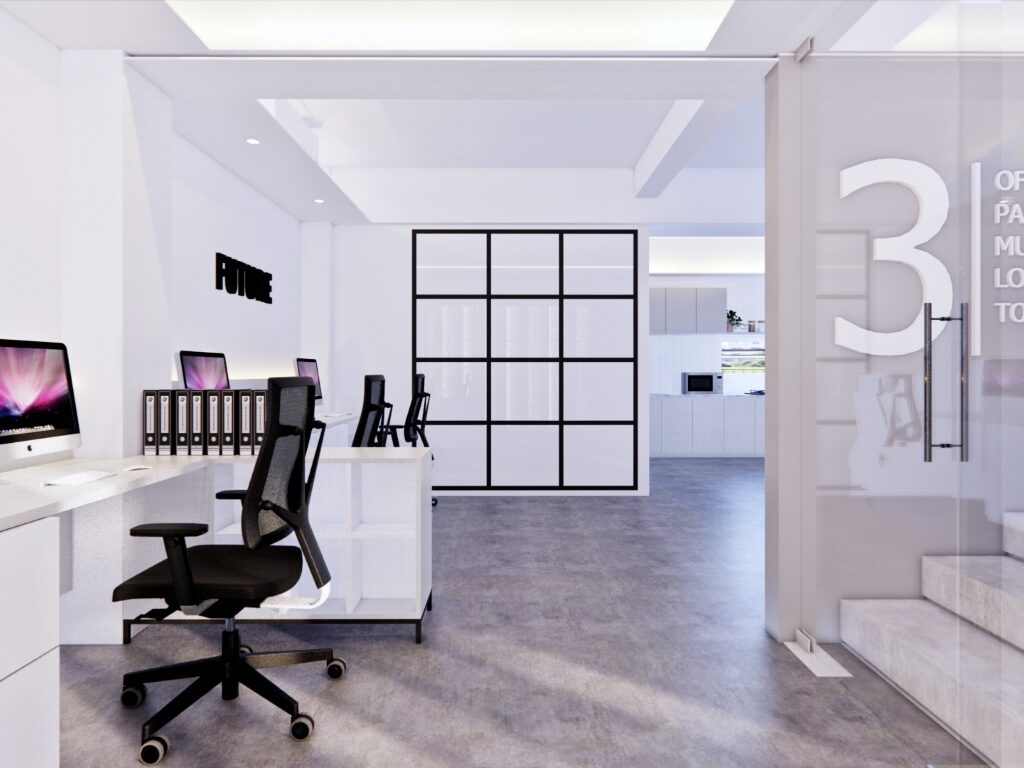 jasa desain kontraktor interior ruang kerja staf karyawan minimalis rummx semarang