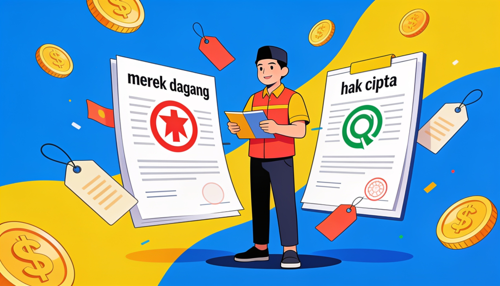 Ilustrasi biaya daftar merek UMKM 2026 hak cipta dan desain industri