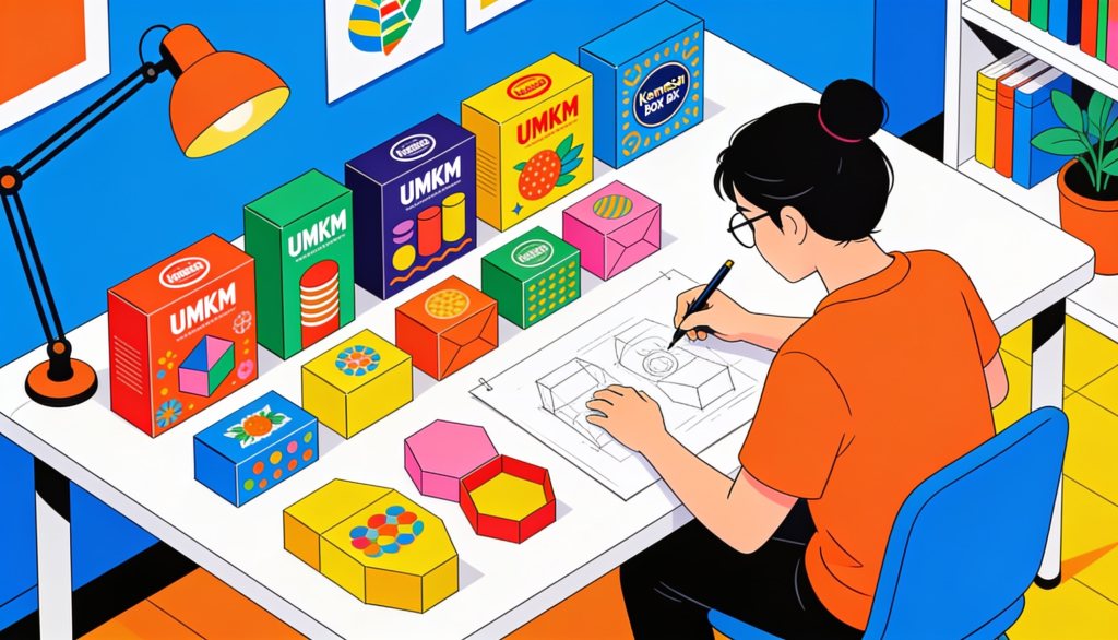 Ilustrasi desain kemasan produk yang dilindungi kekayaan intelektual DJKI