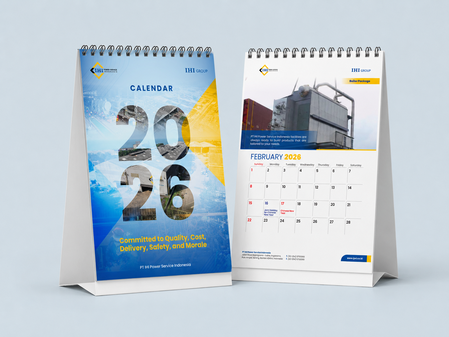 Desain Kalender Meja PT IHI Power Service Indonesia 2026